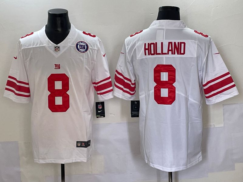 Men 2025 New York Giants #8 Holland White Second generations Nike Limited NFL Jersey style 2